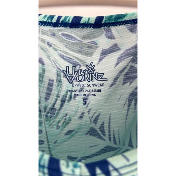UV Skinz Womens Blue Tropical UPF 50+ Sunwear Sun Dress Short Sleeve Size Small - Picture 8 of 10